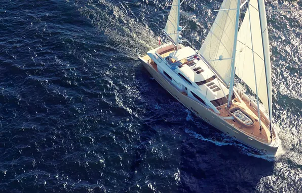 Sea, the way, yacht, sails, swimming, the