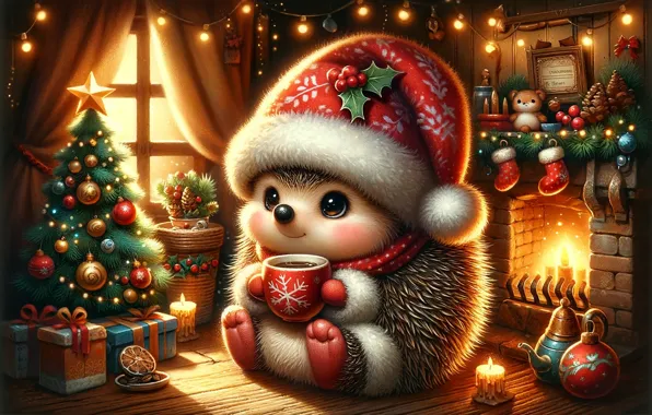 Light, comfort, style, room, animal, the evening, Christmas, New year