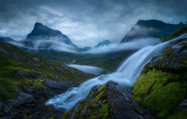 Picture water, mountains, nature, stones, rocks, stream, Norway