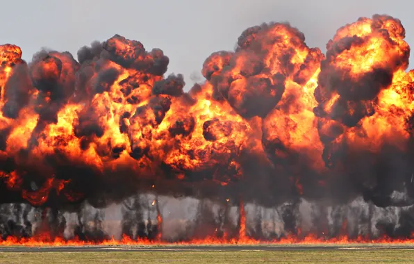 Picture background, fire, smoke, explosions, dust