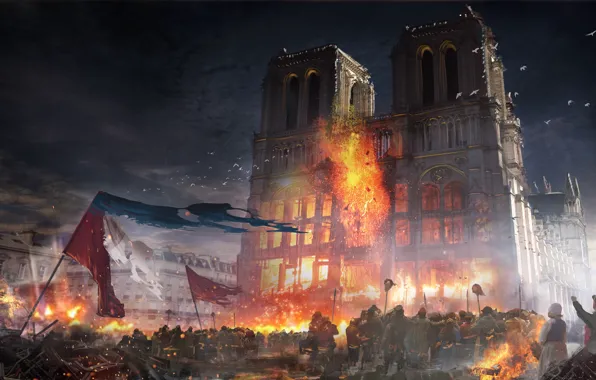 Picture the city, the building, Paris, Our Lady, Assassins creed Unity, France