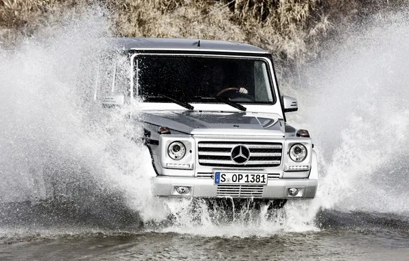 Picture water, squirt, Mercedes-Benz, Mercedes, jeep, SUV, the front, g