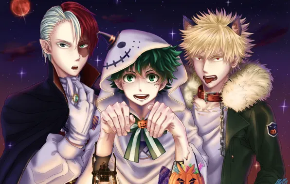 Art, guys, Halloween, Boku No Hero Academy, My Hero Academy