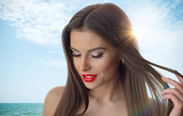 Picture girl, the sun, face, hair, portrait, makeup, Eugene Balin, Elizaveta Kiseleva