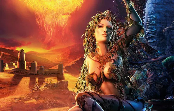 Girl, fantasy, Phoenix