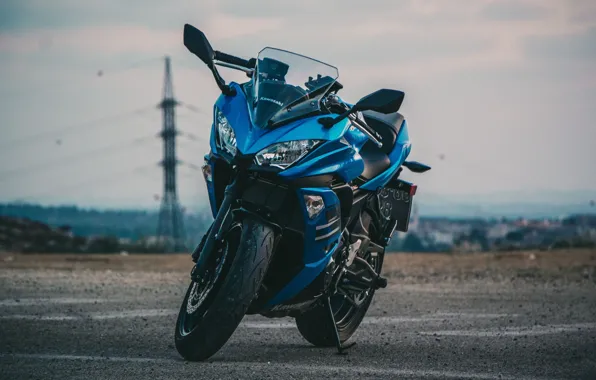 Picture motorcycles, Kawasaki, bike, blue