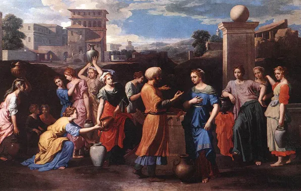 Picture Chick, Academism, Rebecca At The Well, Rebekah at the well, classicism, 1648