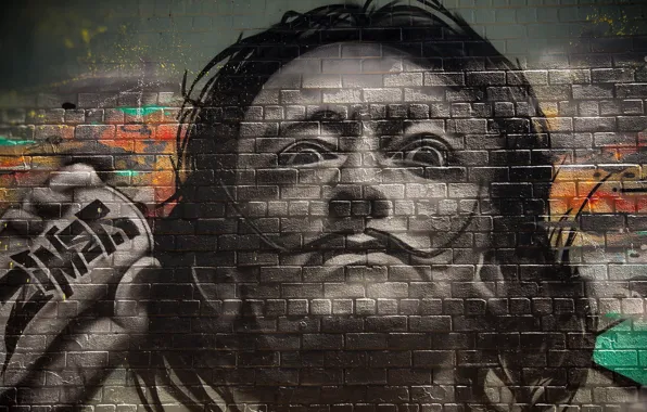 Wall, picture, grafiti, Salvador Dali
