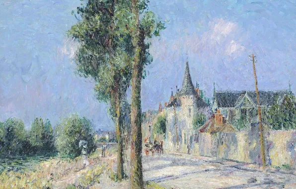 The sky, trees, landscape, the city, street, picture, Gustave Loiseau, Pothius quay in PONTOISE