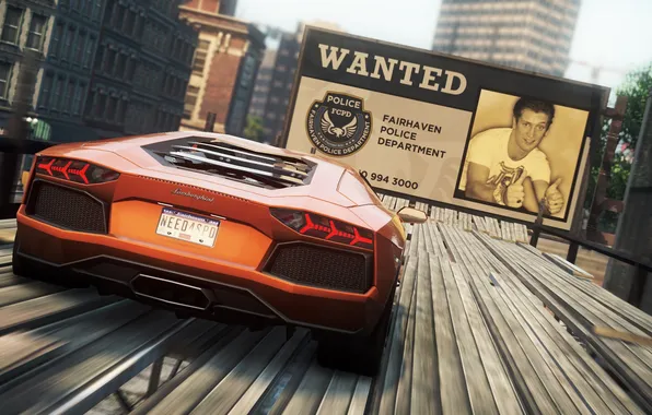Picture the city, race, supercar, the trick, need for speed most wanted 2, Billboard, lamborghini aventador …