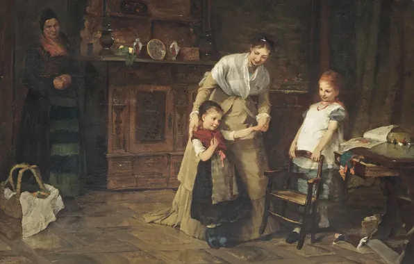 Picture 1875, Danish artist and portrait painter, New friends, Berta, Wegmann, Bertha Wegmann, New friends, The …