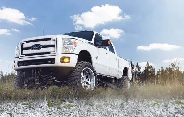 White, the sky, clouds, Ford, SUV, white, Ford, pickup