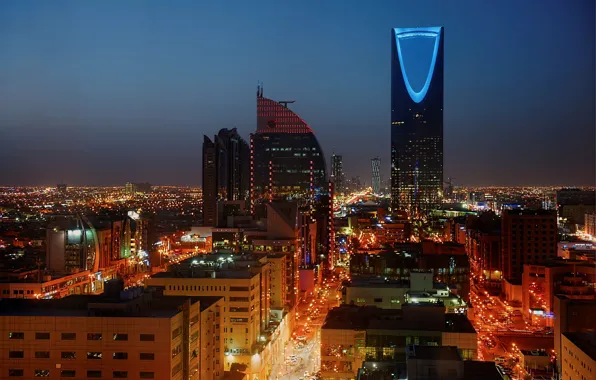 Picture night, lights, Saudi Arabia, Riyadh