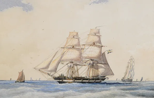 Picture ships, sails, 1865, Jacob European Communities V United Kingdom, Brig Nordenskjöld