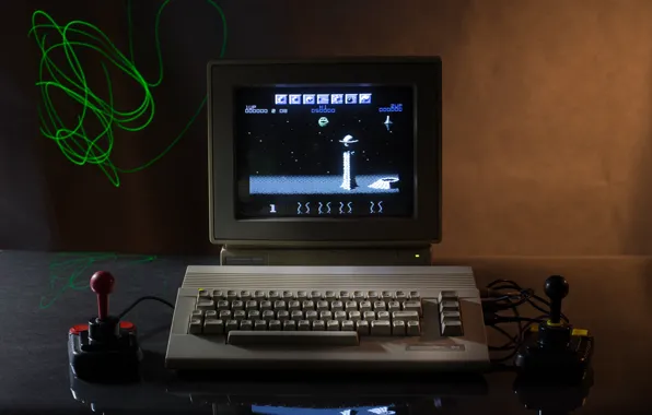Picture computer, retro, the game, keyboard, classic