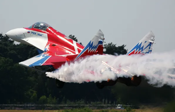 Picture fire, smoke, fighter, nozzle, multipurpose, MiG-29, The MiG-29, Swifts