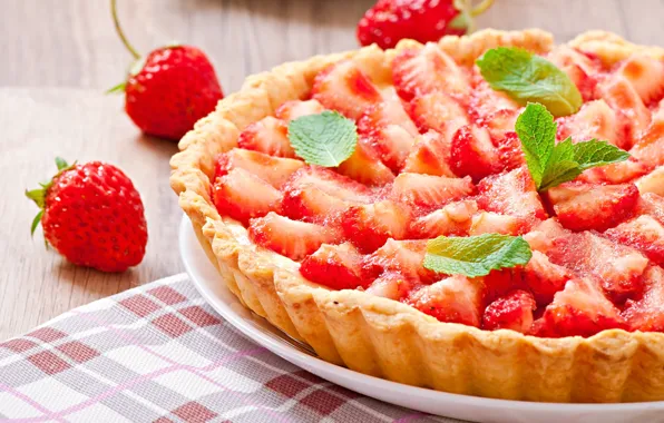 Berries, strawberry, pie, tart