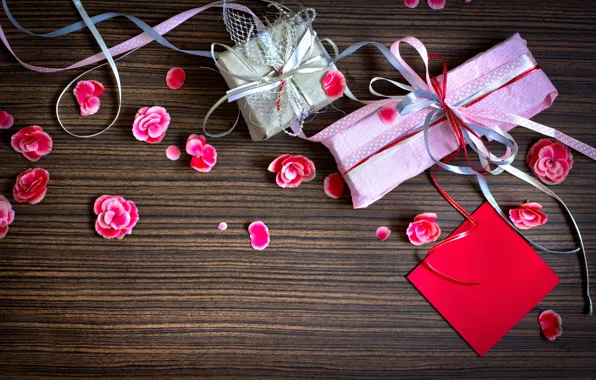 Paper, tape, holiday, petals, gifts, pink, boxes