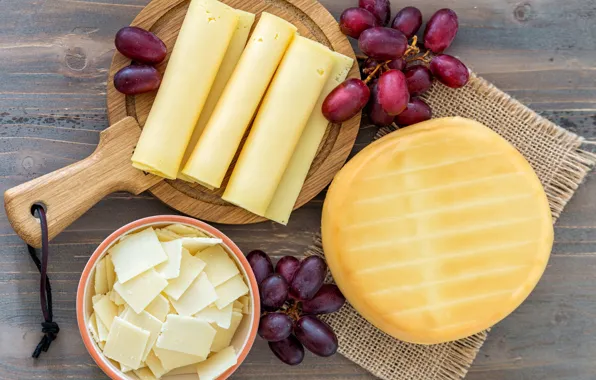 Picture cheese, grapes, cuts