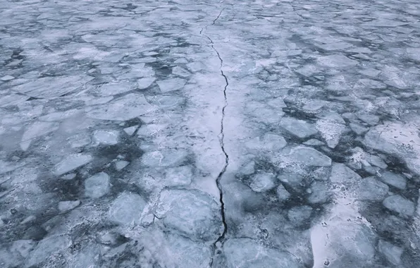 Ice, ice, pond, crack