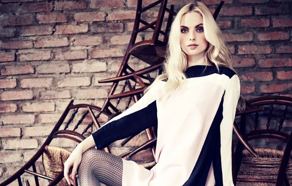 Look, girl, model, chairs, blonde, beautiful, sitting, Dioni Tabbers