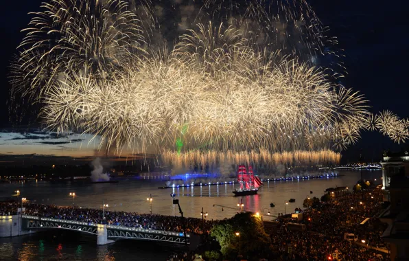 Saint Petersburg, brig, Fireworks, Scarlet sails, Tre Kronor, ShennikovSV