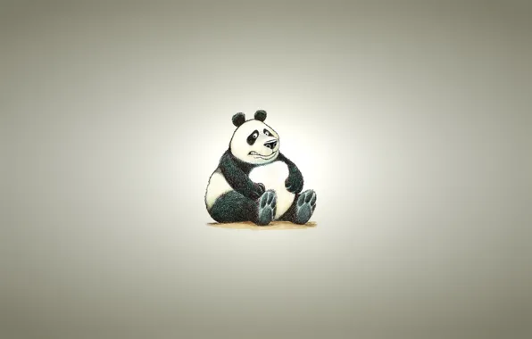 Background, minimalism, light, Panda, sitting, panda, chubby
