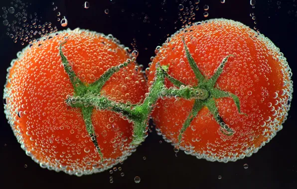 Bubbles, the air, tomatoes