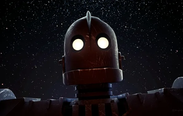 Cartoon, robot, The Iron Giant, steel giant