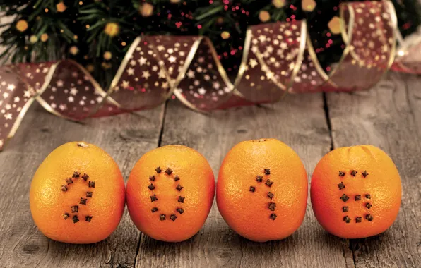 Oranges, New year, New Year, decoration, Happy, 2016