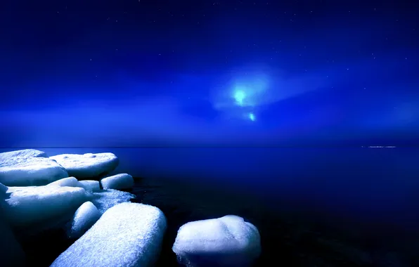 Ice, winter, the sky, night, Finland