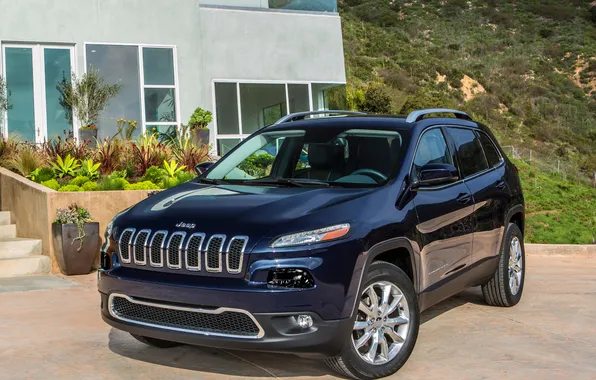 Picture car, machine, blue, the front, Jeep, Cherokee, Limited
