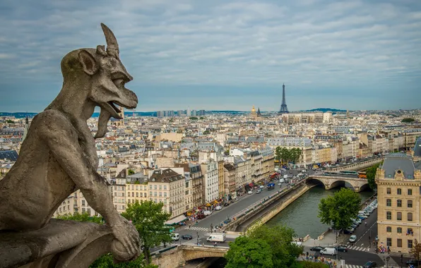 Picture the sky, bridge, river, France, Paris, tower, home, Hay