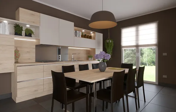 Style, Villa, interior, Italy, kitchen, dining room, dining area, Italian design