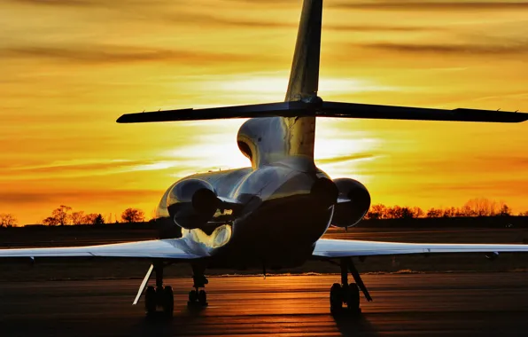 Picture sunset, the plane, jet, 900, administrative, Dassault Falcon