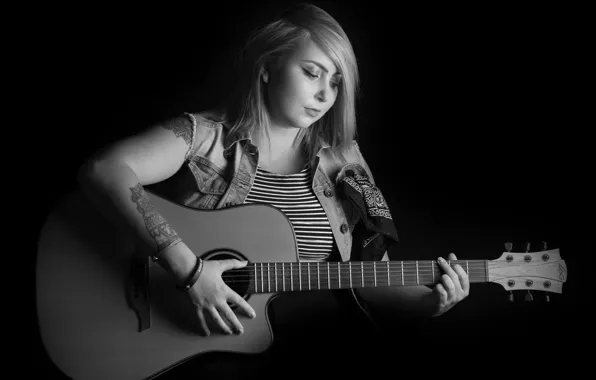 Girl, music, guitar