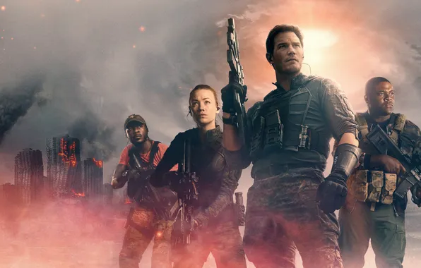 Fiction, action, poster, horror, Yvonne Strahovski, Yvonne Strahovski, Chris Pratt, Chris Pratt