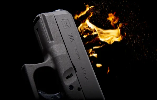Picture gun, weapons, flame, self-loading, Glock 30S