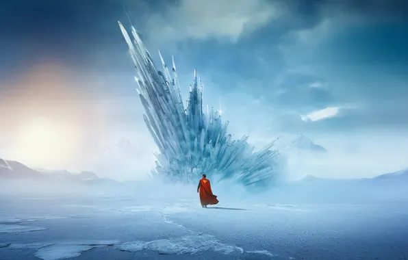 Snow, landscape, ice, costume, crystals, Superman, poster, superhero