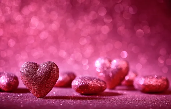 Love, romantic, hearts, bokeh, valentine`s day