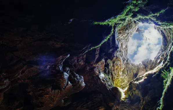 Dark, sky, rocks, cave