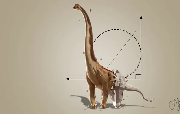 Abstraction, dinosaur, geometric shapes