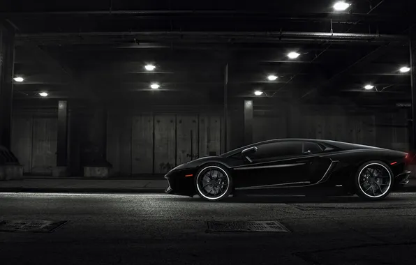 Picture lamp, Lamborghini, the tunnel, black, LP700-4, Aventador, profile