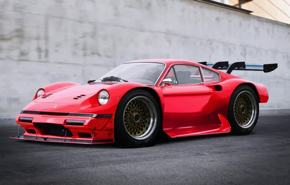 Red, Auto, Machine, Ferrari, Concept Art, Sports car, 246 GT, Ferrari Dino
