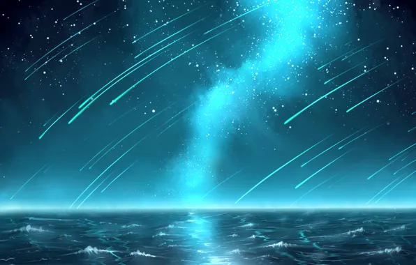 anime ocean night