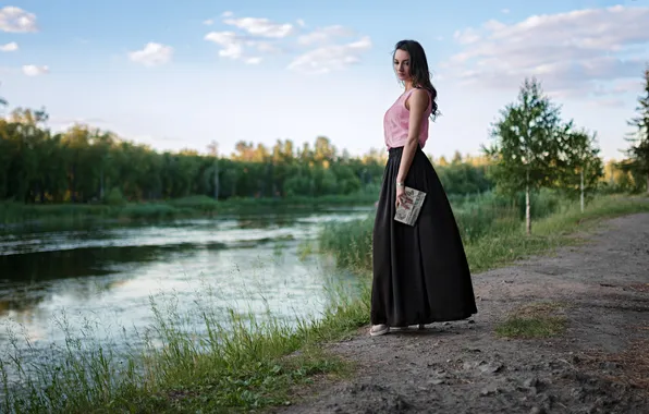 Trees, landscape, pose, model, skirt, portrait, makeup, Mike