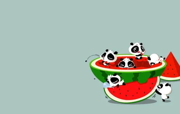 Picture the situation, anime, watermelon, art, Panda