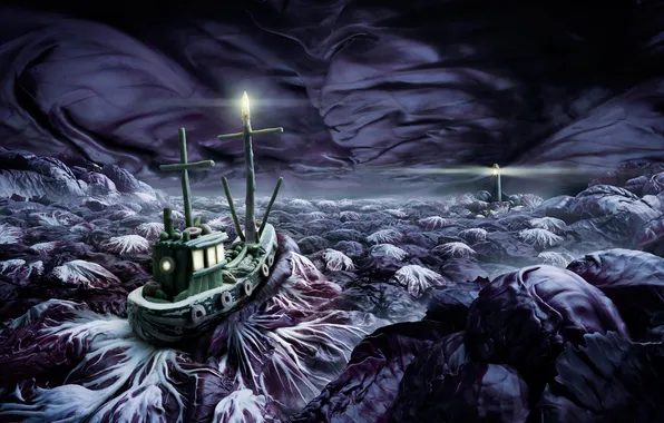 Food, still life, products, kitchen landscape, the storm in the cabbage, Carl Warner