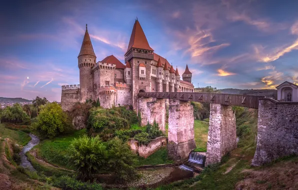 Wallpaper bridge, river, castle, Romania, Romania, Transylvania ...