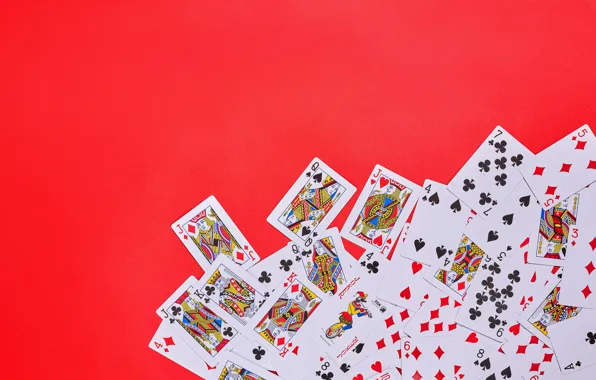 Picture Card, A lot, Red background, Playing cards